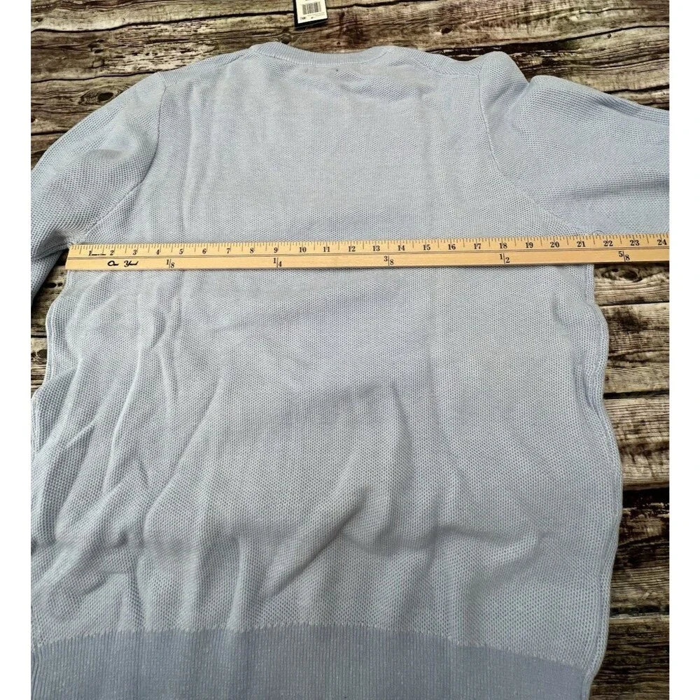 Izod Mens Size Medium Light Blue Sweater Pullover Long Sleeve Cotton Textured